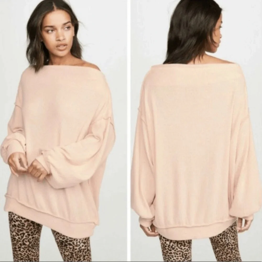 FREE PEOPLE Main Squeeze Brushed Hacci Top Drop Shoulder Sweater Women’s Small